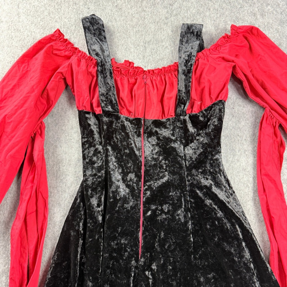 Leg Avenue Vixen Pirate Wench Costume Red Black Velvet Dress Small Hat Set - Picture 12 of 14